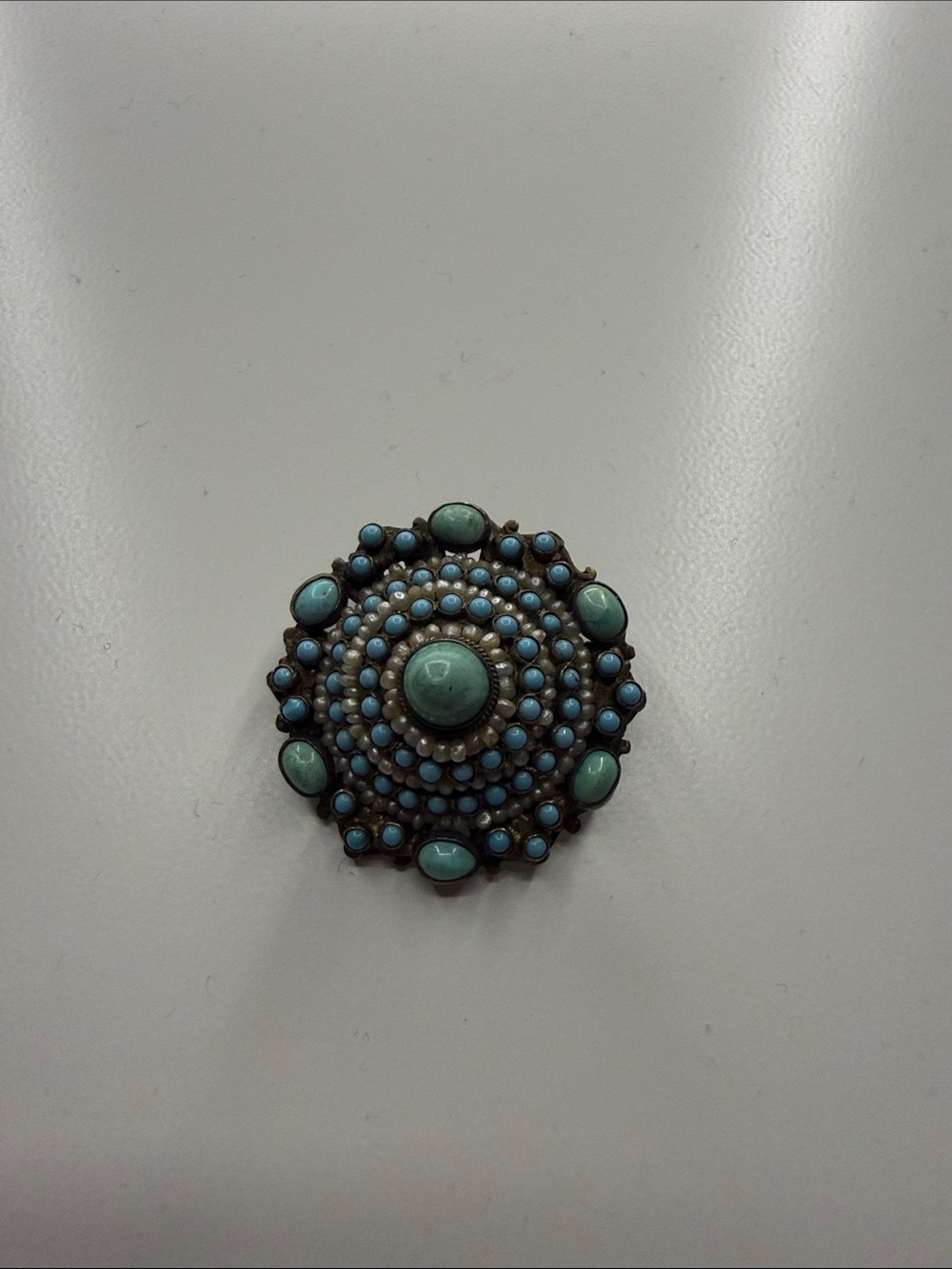 Turquoise Cluster Round Statement Brooch - Women Jewelry